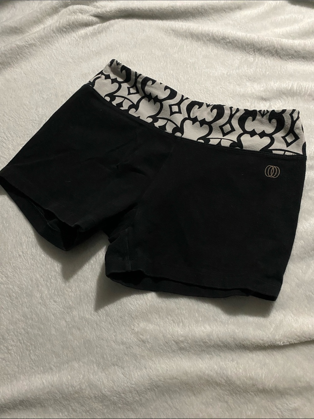 Balance Collection Black Athletic Shorts with Patterned Waistband
